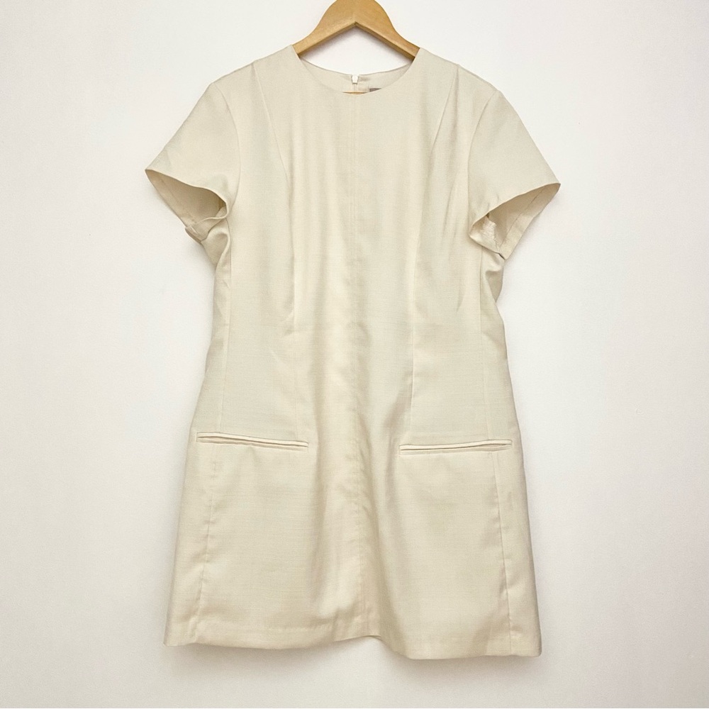 Ivory Semi-Formal Short Sleeve Mini Shift Dress